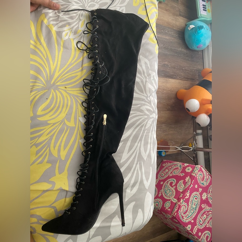 Thigh high stiletto boots